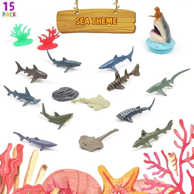 TOYS OCEAN SEA ANIMAL, MINI OCEAN SEA ANIMALS FIGURE CREATURES IN TUBE 15 PCS SET | REALISTIC TINY LITTLE ANIMALS FOR SENSORY BIN, BIRTHDAY PARTY FAVOR, TODDLER 3-5 (OCEAN SEA ANIMALS) - Image 2